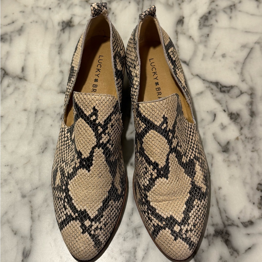 Genuine Leather Lucky Brand Snake Loafer Booties